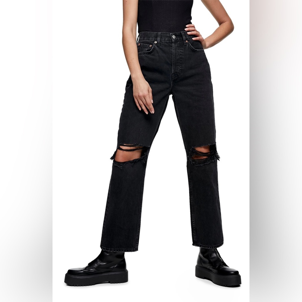 TOPSHOP ripped knee dad jeans size 30